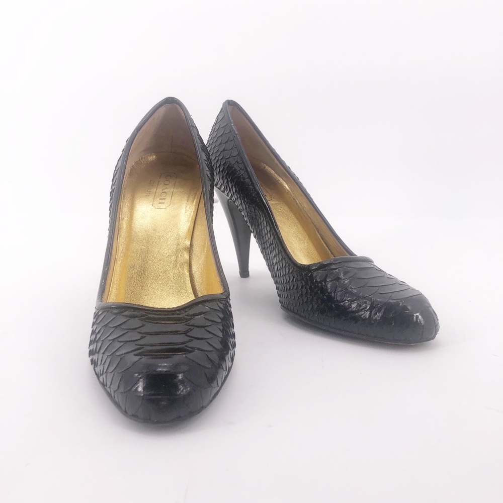 Vintage Coach Black Snakeskin Heels Made In Italy - Picture 5 of 8